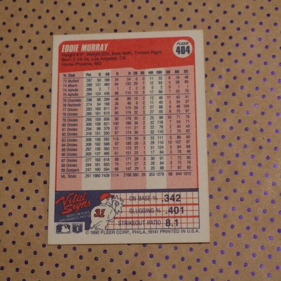 Eddie Murray #404 Baseball Card - Picture 2 of 2